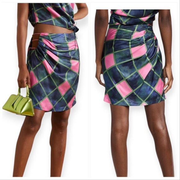 Ahluwalia  Cutout Draped Printed Mini‎ Skirt, UK12/US 8, New with tag - Picture 14 of 15